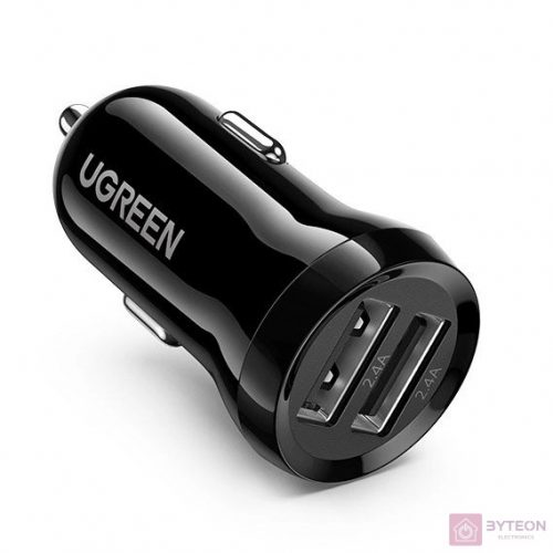 Autós töltő UGREEN ED018, 2x USB, 24W (fekete)