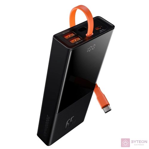 Powerbank Baseus 20000mAh, PD, 2xUSB + USB-C, USB-C 65W kábel (fekete)