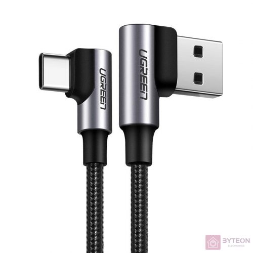 USB-USB-C kábel, ferde UGREEN US176, 3A, 1m (fekete)