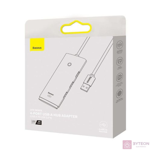 Baseus Lite Series 4 az 1-ben USB - 4x USB 3.0 hub, 1m (fekete)