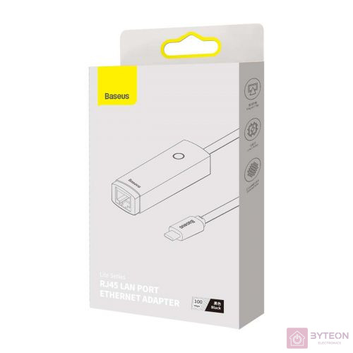 Baseus Lite Series USB-C – RJ45 hálózati adapter, 100Mbps (fekete)