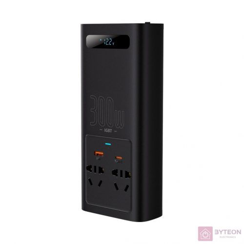 Baseus 300W, 220V, CN / EU autós inverter (fekete)