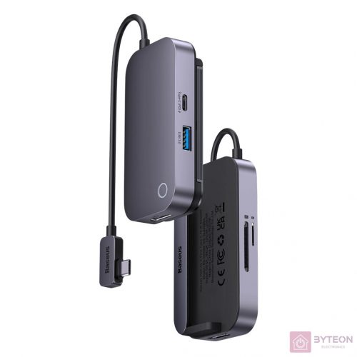 Baseus PadJoy 6 az 1-ben HUB USB-C - USB 3.0 + HDMI + USB-C PD + jack 3.5mm + SD/TF (szürke)