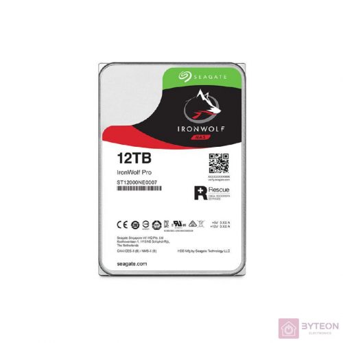 SEAGATE Ironwolf PRO Enterprise NAS HDD 12TB 7200rpm 6Gb/s SATA 256MB cache 8.9cm 3.5inch 24x7 for NAS RAID Rackmount Systeme BLK