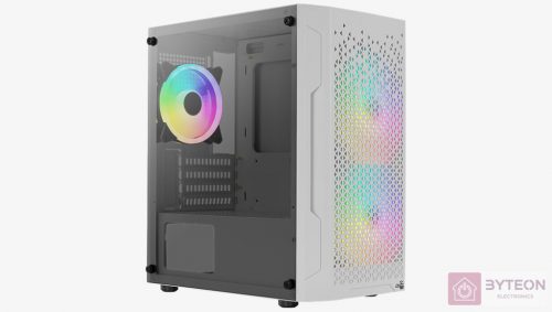 Számítógépház Aerocool Trinity Mini Mesh ARGB mATX Fehér Edzett üveg