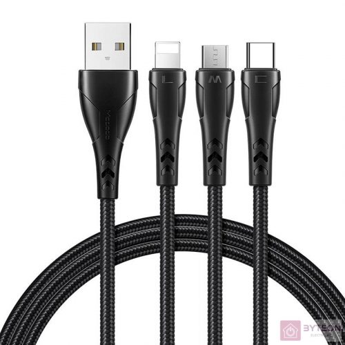 3in1 USB to USB-C / Lightning / Micro USB Cable, Mcdodo CA-6960, 1.2m (Black)