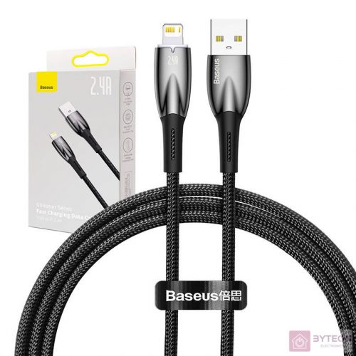 Baseus Glimmer USB - Lightning töltőkábel, 2.4A, 1m (fekete)