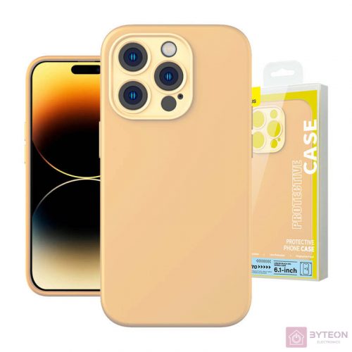 Baseus Liquid Silica Gel Case for iPhone 14 Pro (Sunglow)+ tempered glass + cleaning kit