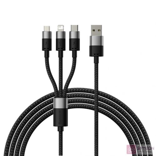 3in1 USB cable Baseus StarSpeed Series, USB-C + Micro + Lightning 3,5A, 1.2m (Black)