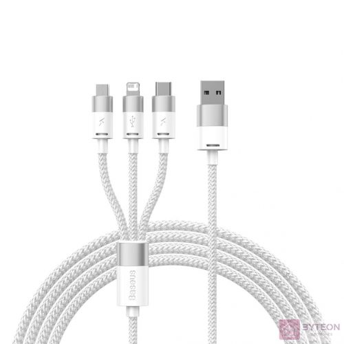 3in1 USB cable Baseus StarSpeed Series, USB-C + Micro + Lightning 3,5A, 1.2m (White)