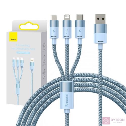 3in1 USB cable Baseus StarSpeed Series, USB-C + Micro + Lightning 3,5A, 1.2m (Blue)