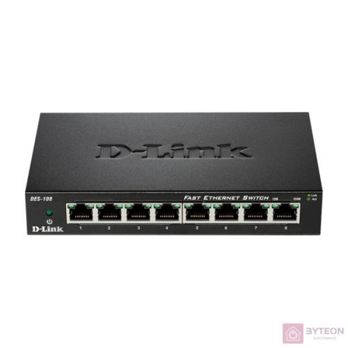 D-Link DES-108/E 8port  [ 10/100Mbit, asztali és rackbe is ]