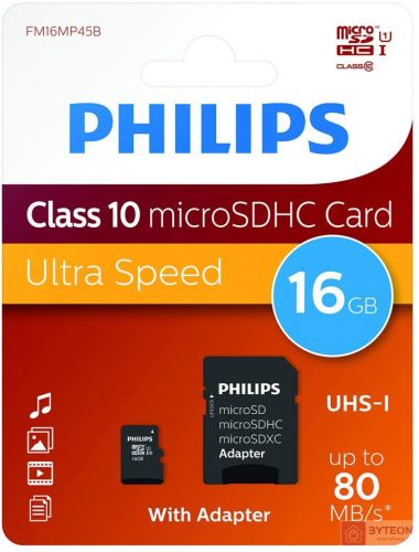 Philips microSDHC 16GB (Class10) SD adapterrel