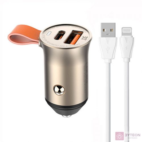 LDNIO C509Q USB, USB-C 30W Car charger + Lightning cable Cable