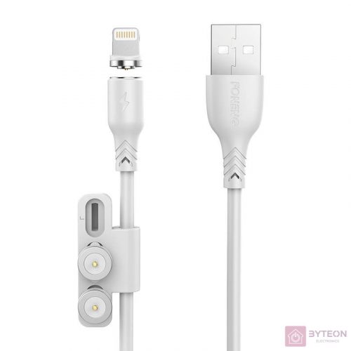 Foneng X62 Magnetic 3in1 USB to USB-C / Lightning / Micro USB Cable, 2.4A, 1m (White)