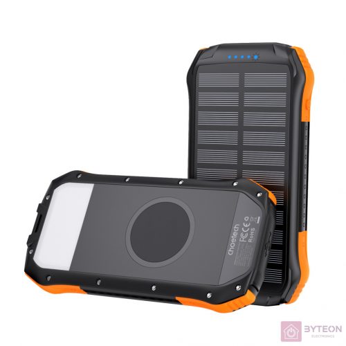 Choetech B659 Solar power bank 2x USB 10000mAh Qi 5W (black-orange)