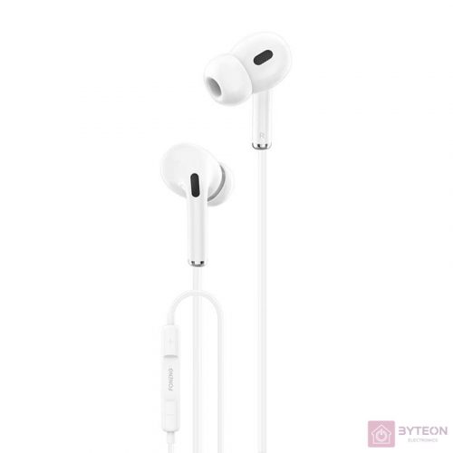 In-ear headphones, wired Foneng T33, mini jack 3.5mm, microphone (white)