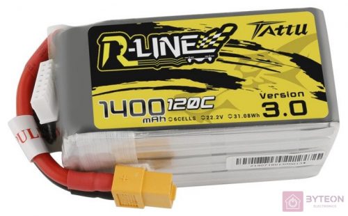 Tattu R-Line 3.0 1400mAh 22.2V 120C 6S1P XT60 Battery