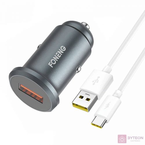 Mini car GSM charger kit Foneng C15 4A USB type-C (metal)