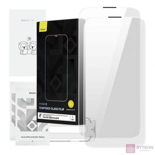 Tempered Glass Baseus Corning for iPhone 13/13 Pro/14 with built-in dust filter