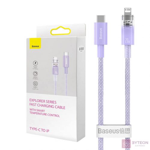 Fast Charging cable Baseus USB-C to Lightning  Explorer Series 2m, 20W (purple)