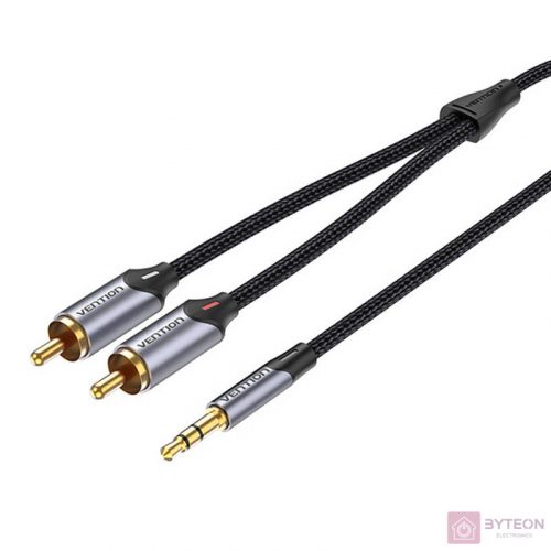 2xRCA cable (Cinch) jack to 3.5mm Vention BCNBJ 5m (grey)