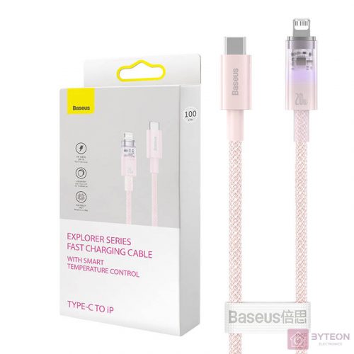 Fast Charging cable Baseus USB-C to Lightning  Explorer Series 1m, 20W (pink)