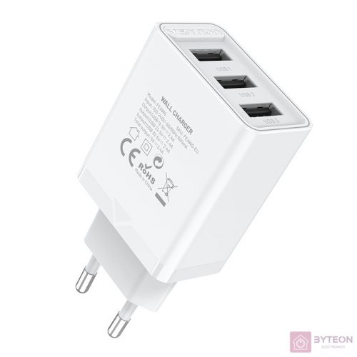 Wall charger 3x USB Vention FEAW0-EU, 2.4A, 12W (white)