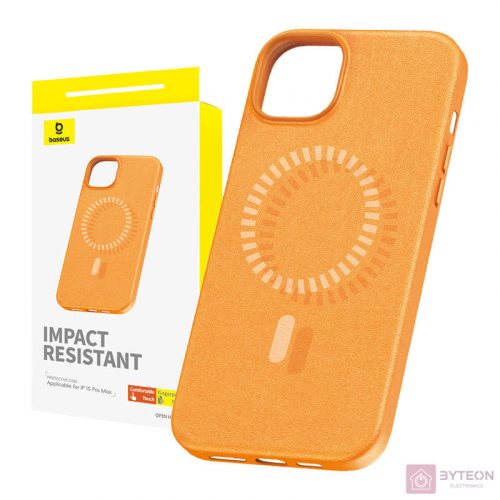 Magnetic Phone Case for iPhone 15 ProMax Baseus Fauxther Series (Orange)