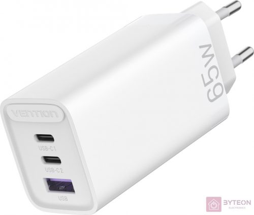 Wall charger EU 2xUSB-C(65W/30W) USB-A(30W) Vention, FEDW0-EU, 2.4A, PD 3.0