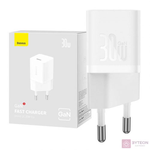 Mini wall charger Baseus GaN5 30W (white)