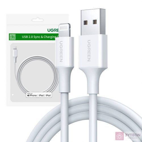 Cable Lightning to USB UGREEN 2.4A US155, 0.25m (white)