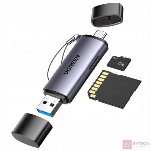 UGREEN USB + USB-C adapter SD + microSD kártyaolvasó (szürke)