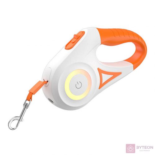 Dog Automatic Leash LED Rojeco 5 m (white and orange)