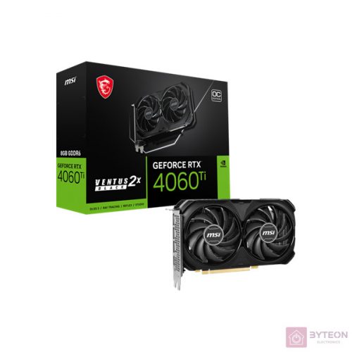 MSI GeForce RTX 4060 Ti VENTUS 2X BLACK 8G OC nVidia 8GB GDDR6 128bit PCIe videókártya