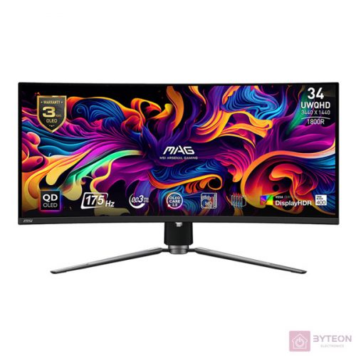 MSI 34" MAG 341CQP UWQHD QD-OLED 175Hz HDMI/DP/USB-C fekete ívelt gamer monitor