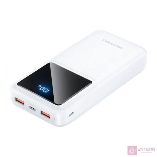 Powerbank, Vention, FHLW0, 20000mAh, Micro-USB, USB-C, 2xUSB-A, 22.5W (white)