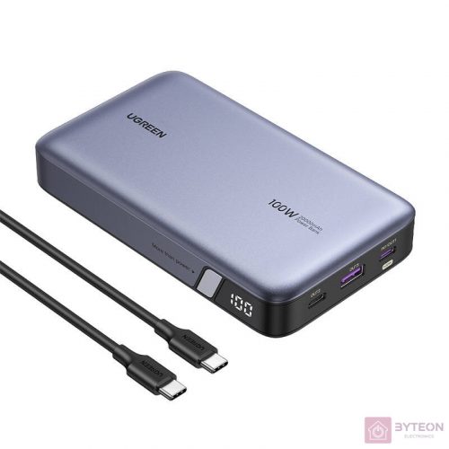 Powerbank 20000mAh Ugreen PB720, USB + 2x USB-C, 100W PD (szary)