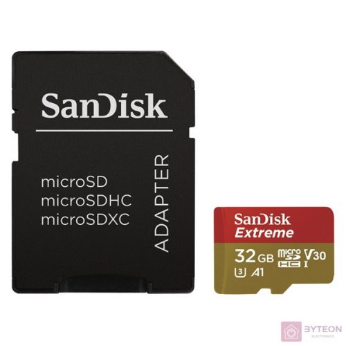 SanDisk microSDHC 32GB Extreme Pro (Class 10, UHS-I U3, A1, V30) + Adapter