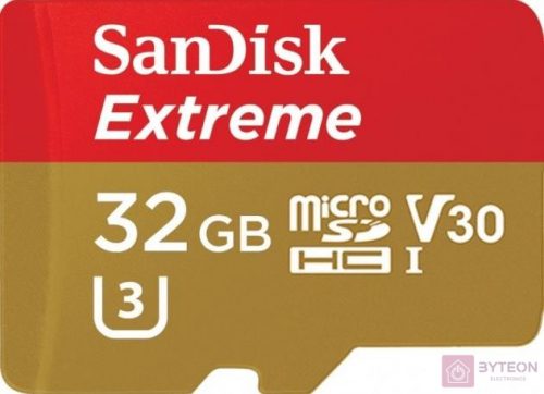 Sandisk 32GB SD micro ( SDHC Class 10) Extreme UHS-I V30 memória kártya adapterrel