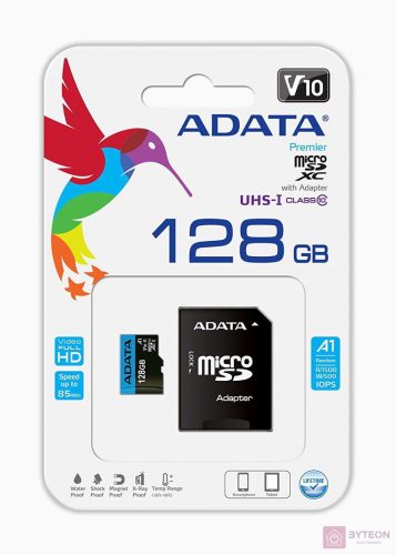 ADATA 128GB SD micro Premier (SDXC Class 10 UHS-I) (AUSDX128GUICL10A1-RA1) memória kártya adapterrel