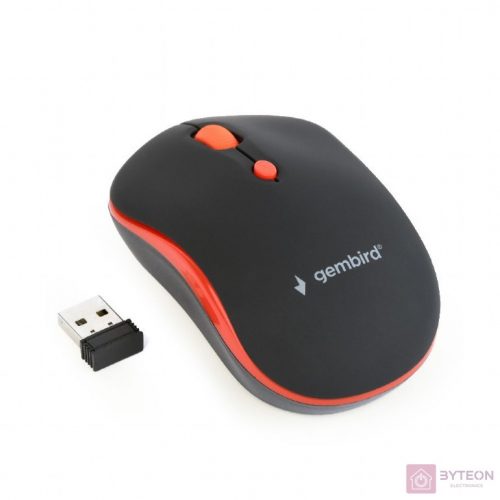 Gembird Wireless optical mouse MUSW-4B-03-R, 1600 DPI, nano USB, black-red