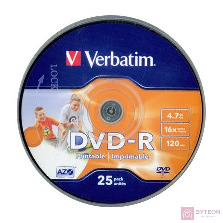 Verbatim DVD-R [ cake box 25 | 4.7GB | 16x |  Wide nyomtatható ]