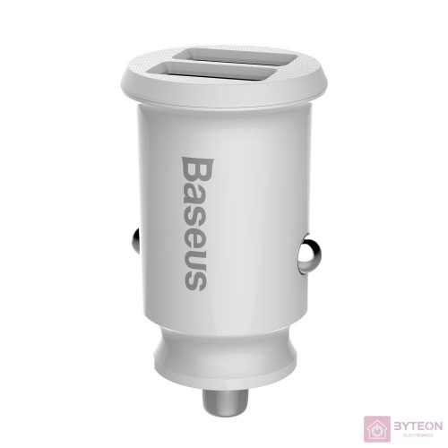 Baseus  Grain Car Charger Mini Universal Smart Car Charger White