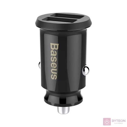 Baseus  Grain Car Charger Mini Universal Smart Car Charger Black